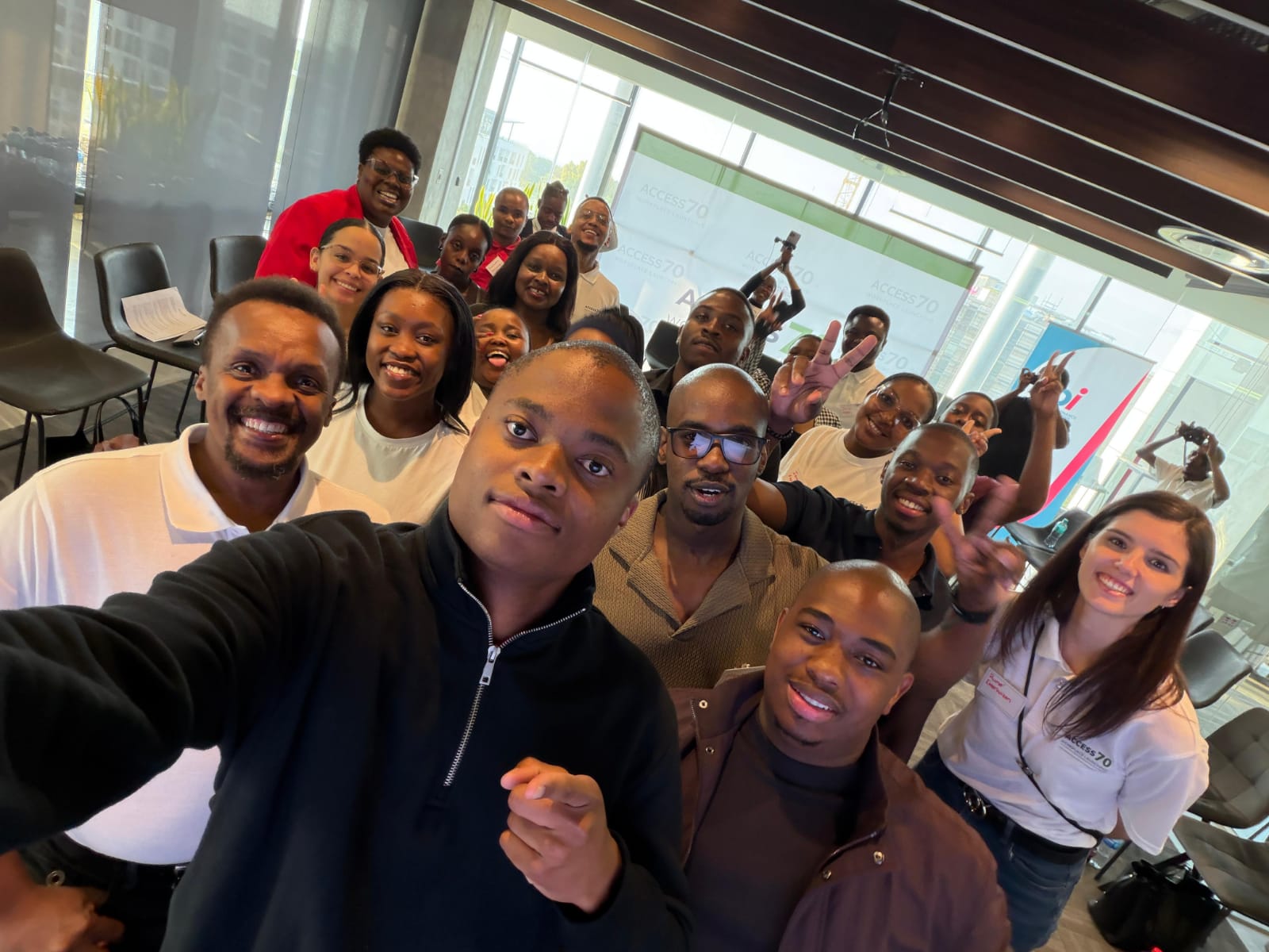Selfie -gradutes on the programme with NPI CEO Israel Noko
